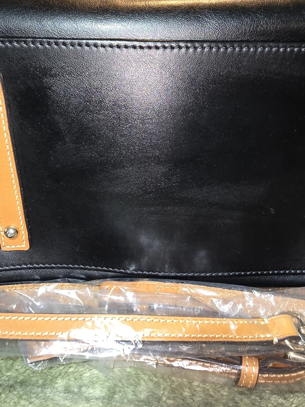 Dooney & Bourke Black Leather Satchel with Tan Trim - Picture 9 of 16
